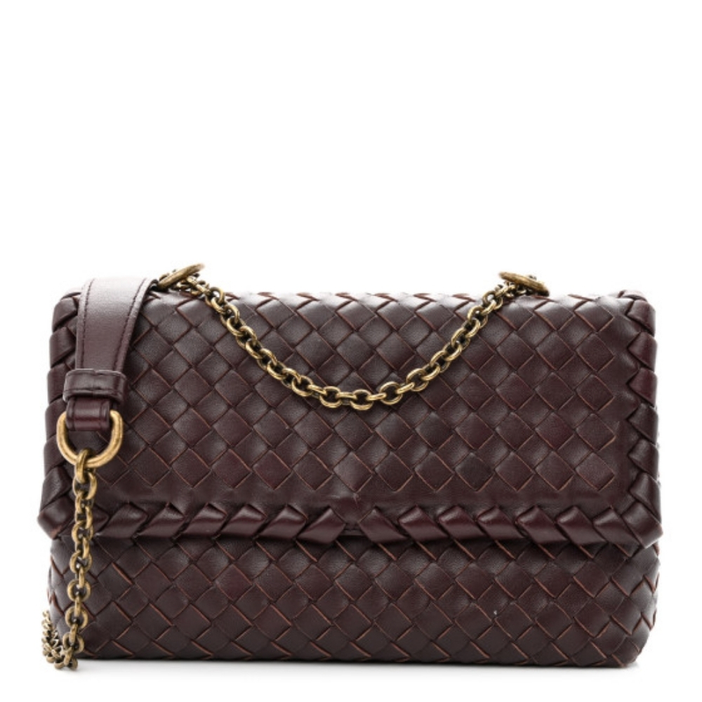 Bottega Veneta Nappa Intrecciato Baby Olimpia Shoulder Bag Dark Barolo